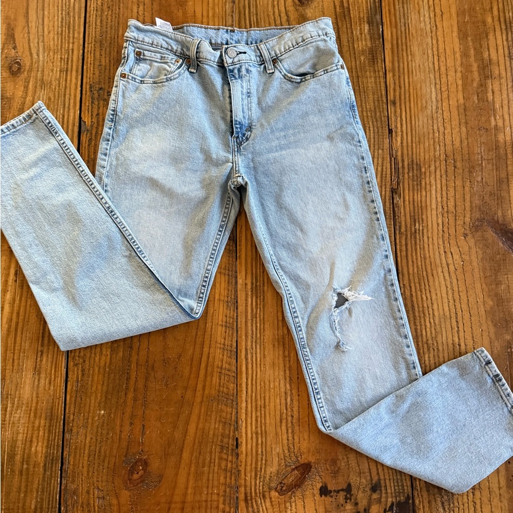 Levi’s 511 Slim Fit Jeans Light Wash Denim Distressed Knee Men’s 33x32 Unisex